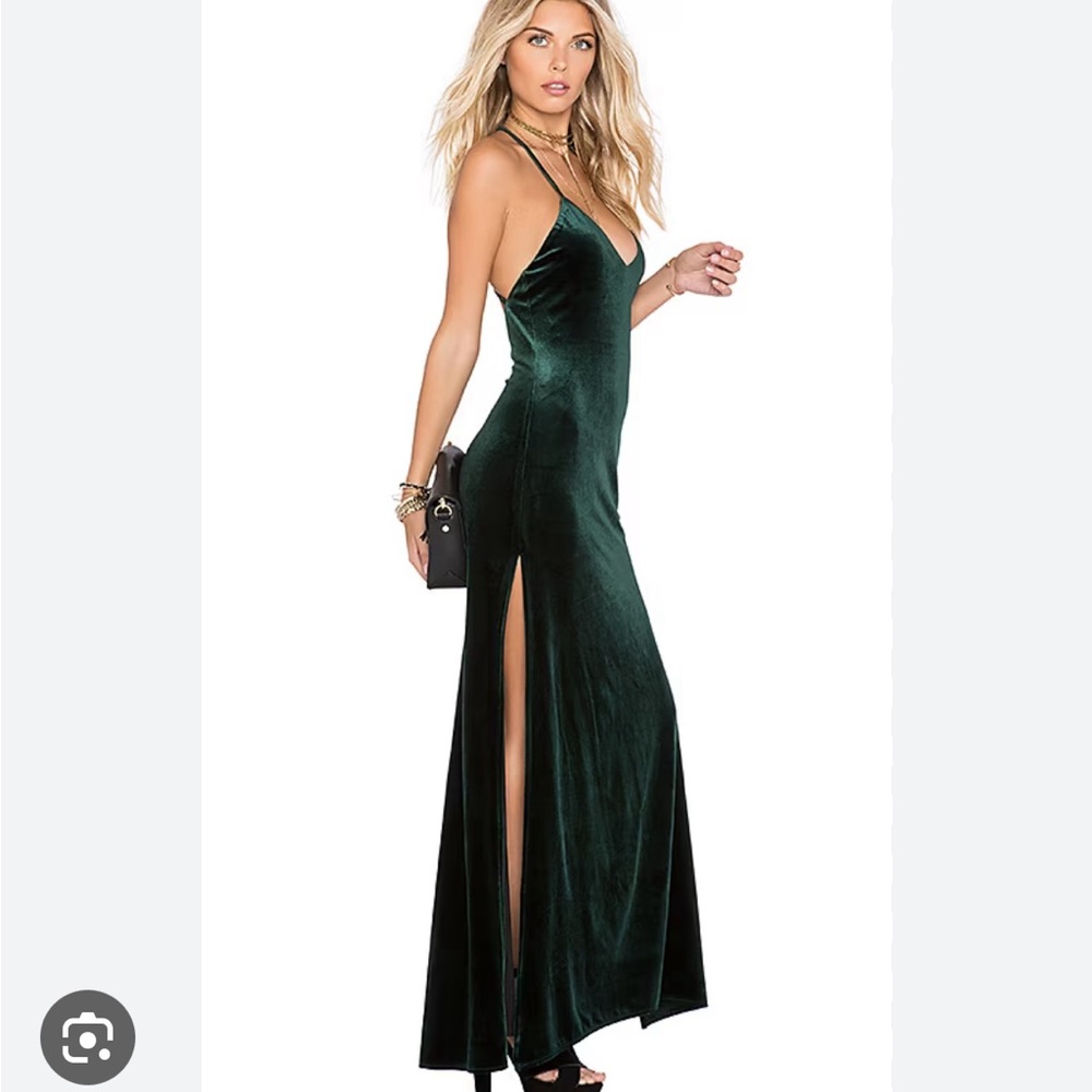 NBD X Revolve Velvet Emerald Gown w/ Double Slits